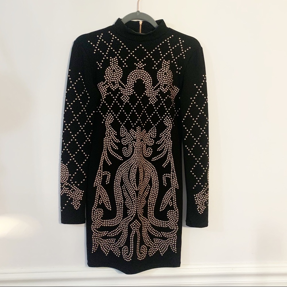 ReVamped Beaded Bubble Design Dress Black&Gold